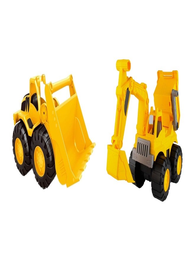 Globular Bulldozer Dig Dump Vehicle Construction Engineering Truck Toy for Kids, Unbreakable Push and Go Truck for Kids Pull Back Pack of 2 - Image 1